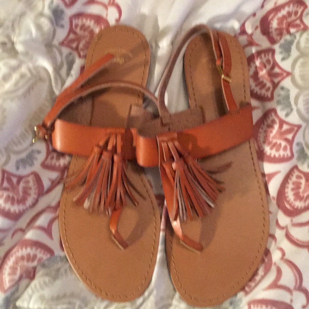 Gap leather Sandals w/Tassels 10 British Tan NWOT